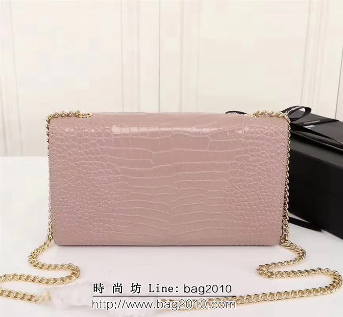 YSL聖羅蘭 鱷魚紋牛皮 時尚鏈條流蘇包 可單肩斜挎 26700 YAS1418